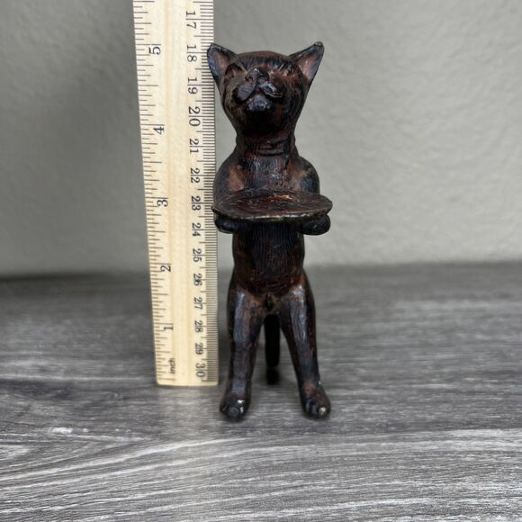 Vintage Diego Giacometti Style Cat Butler Bronze Metal Figurine 5 In. MCM - Picture 8 of 8
